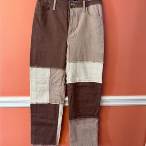 Hollister Brown and Tan High-Rise Jeans